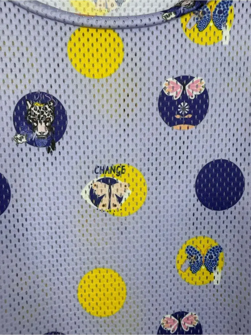 Lining jersey shirt polka dot animal print butterfly’s purple blue yellow